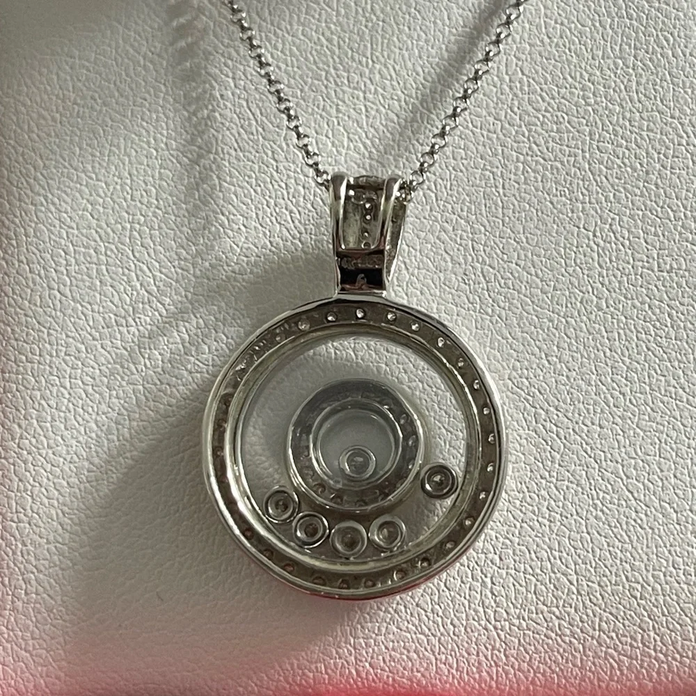 14K Floating Diamond Pendant Necklace